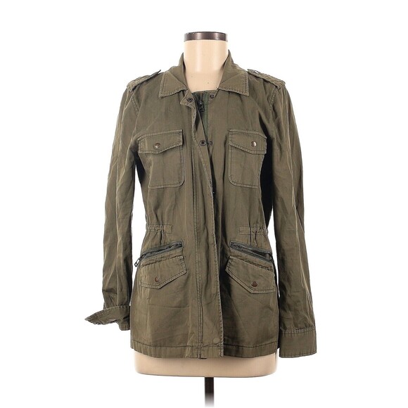 Lily Aldridge for Velvet Womens Green Denim Utility Jacket Size P Petite Small - Picture 1 of 10